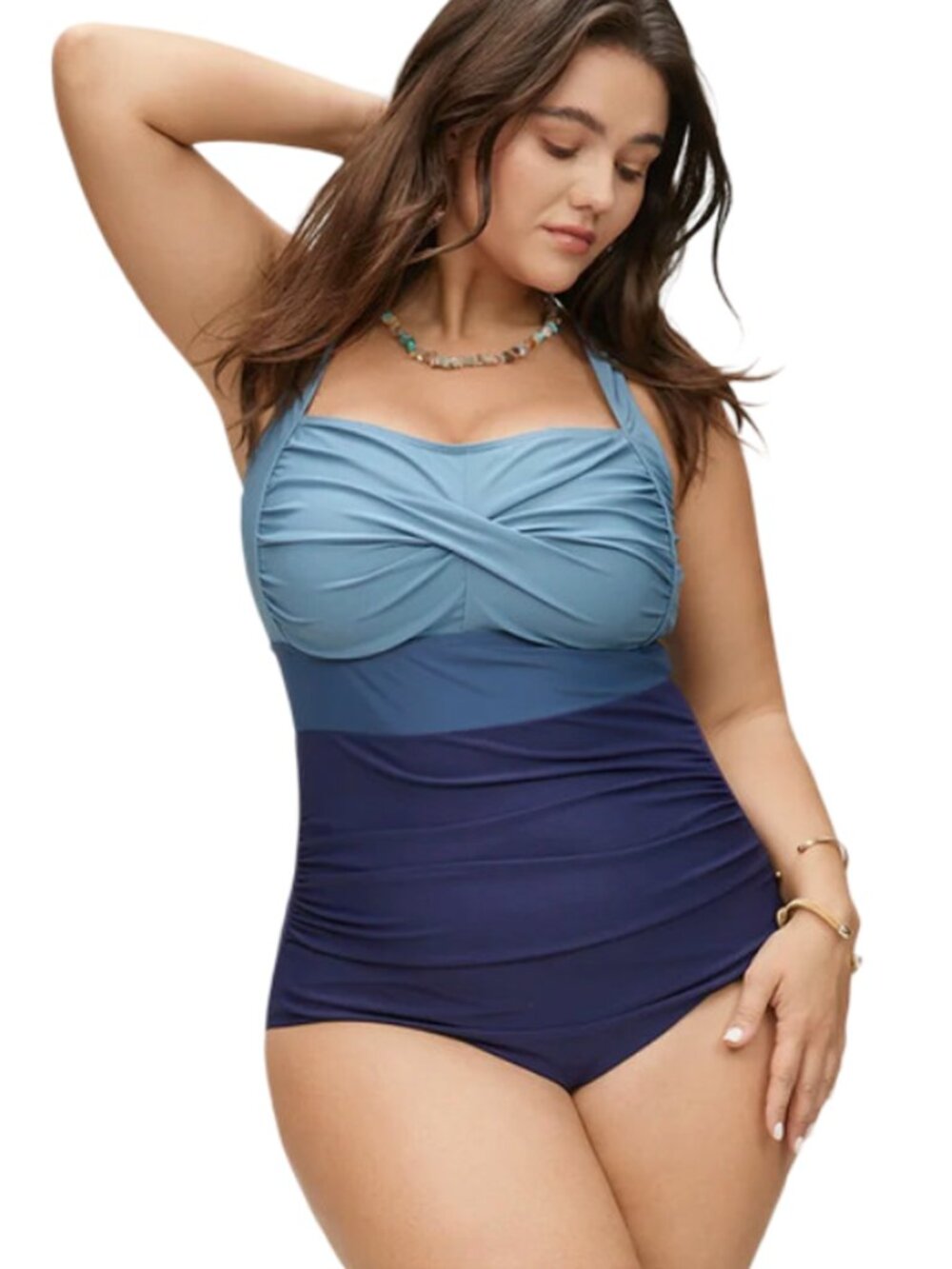 BloomChic 1 Piece Swimsuit Colour Block Criss Cross Back Adjustable Straps 22-24